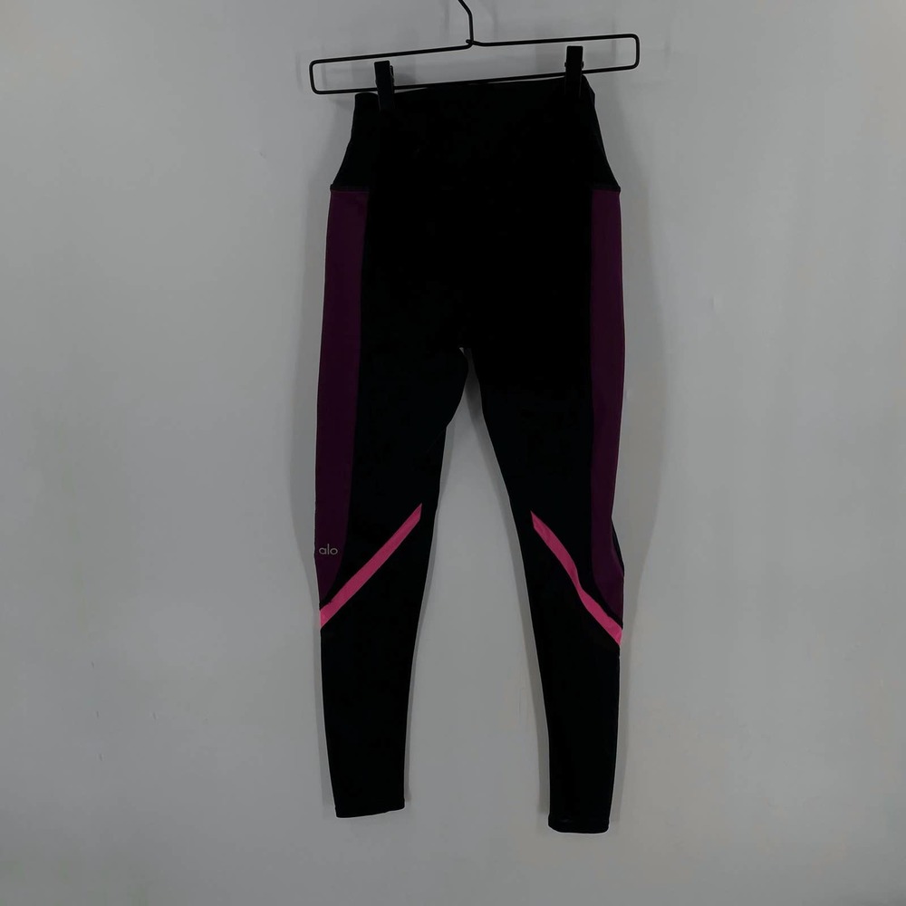 Alo Yoga Black Juneberry Pink High Rise Mesh Full Length Elevate Leggings Size S View 3
